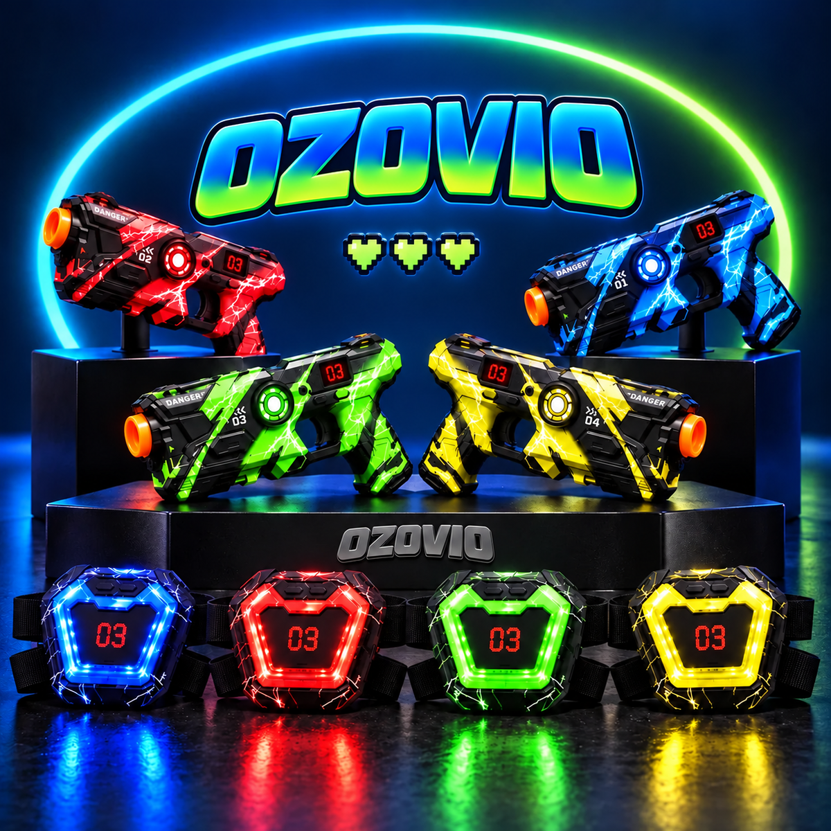 Set de láser tag OZOVIO Neon Strike para 4 jugadores